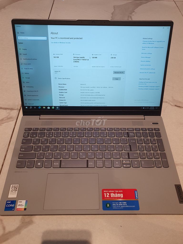 Lenovo ideapad 5 15,6" FHD i7-1165G7 ram16GB/256GB. Mua bán Laptop tại Quận Ninh Kiều Cần Thơ được đăng bởi Lâm Gia hình 1