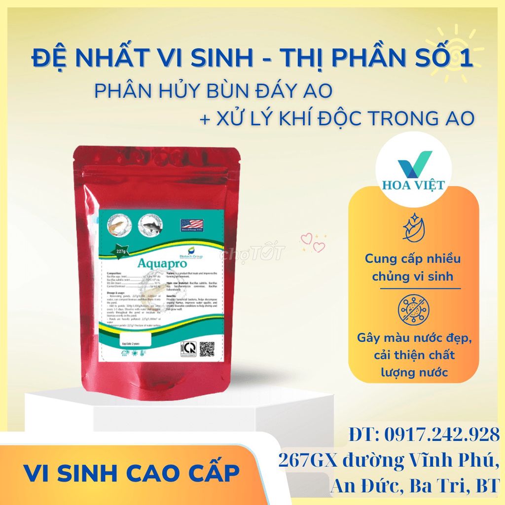 Men vi sinh Aquapro MAX mua 3 tặng 1. Mua bán Đồ chuyên dụng, Giống nuôi trồng tại Huyện Ba Tri Bến Tre được đăng bởi Đại lí Hoa Việt  hình 1