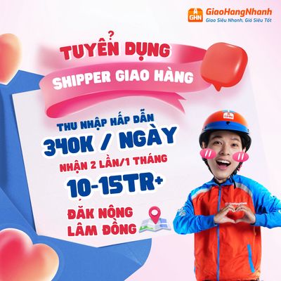 ĐẮK SONG - NHÂN VIÊN GIAO HÀNG BẰNG XE MÁY. Việc làm tại Huyện Đắk Song Đắk Nông được đăng bởi Công ty Cổ phần Dịch vụ Giao Hàng Nhanh 