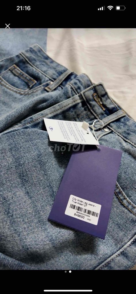 TheBlueTshirt - Quần jeans ống rộng nữ rách tua la