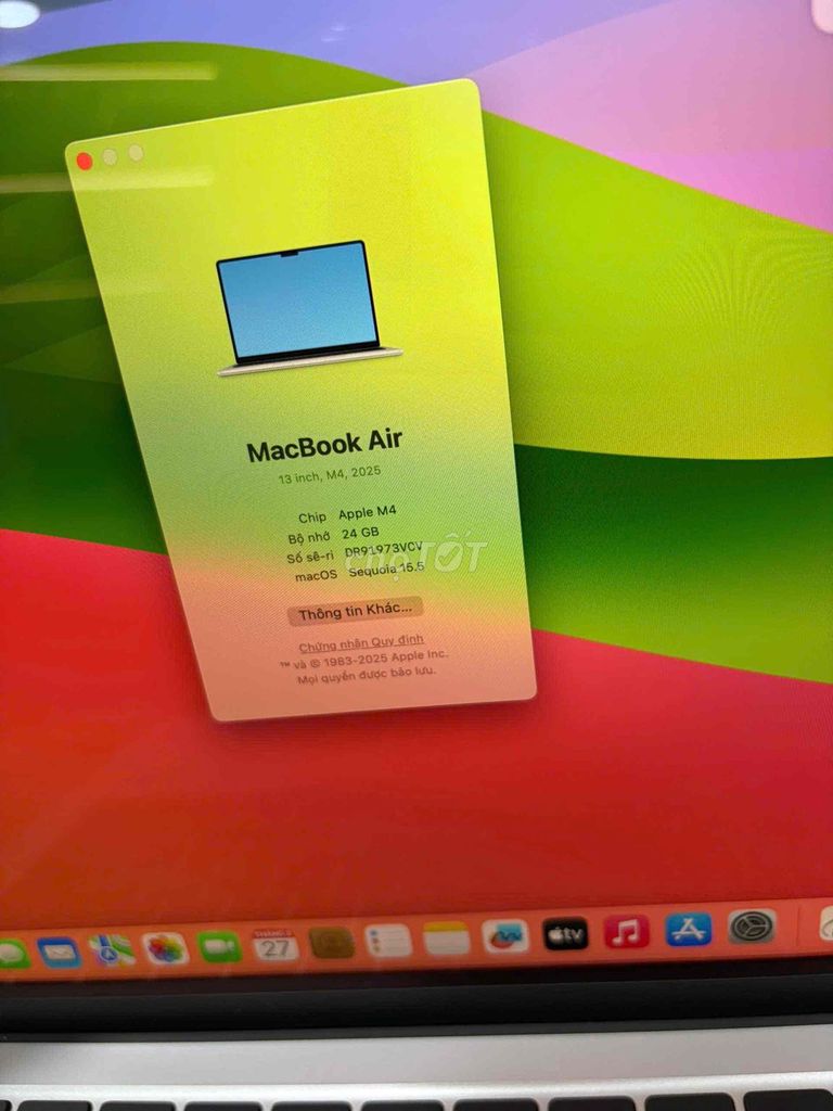 Apple Macbook Air M4 13 inch 24GB/512GB Như mới. Mua bán Laptop tại Quận 10 Tp Hồ Chí Minh được đăng bởi Hiệp hình 1