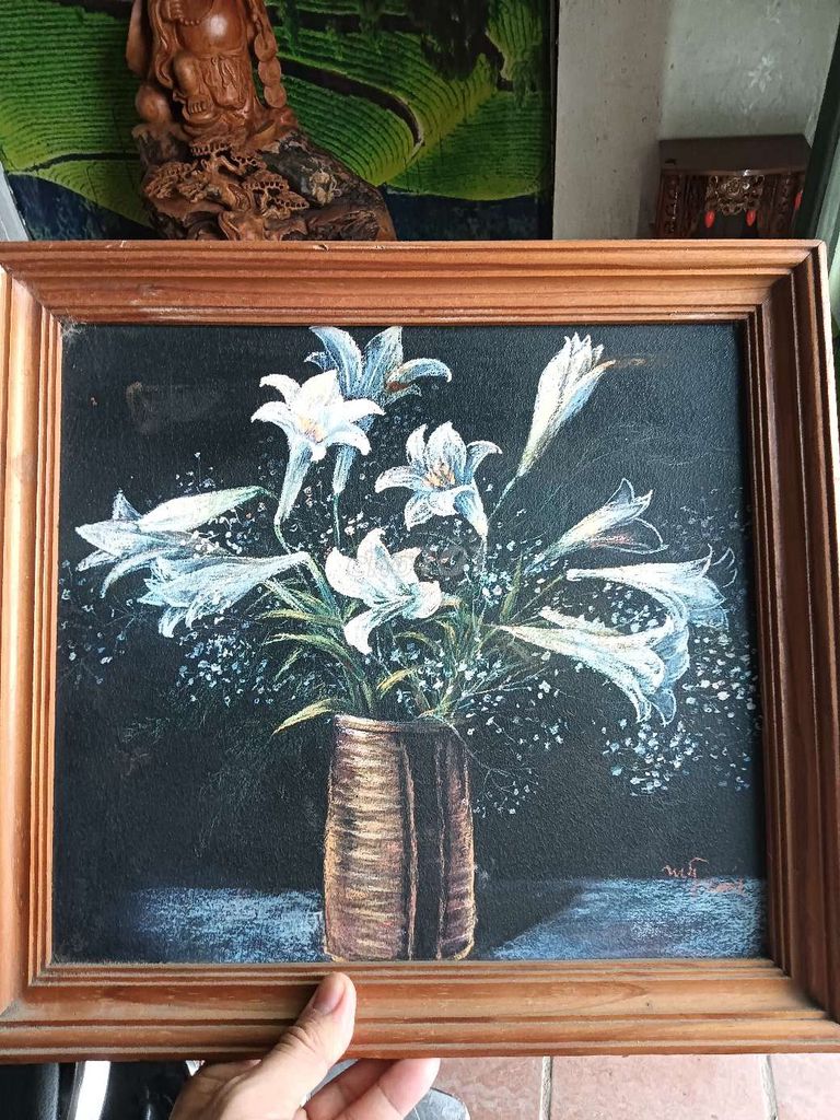 Tranh sơn dầu gỗ chủ đề Hoa 40x50cm nghệ thuật. Mua bán Đồ sưu tầm, đồ cổ tại Quận Bắc Từ Liêm Hà Nội được đăng bởi Hoàng Chung hình 1