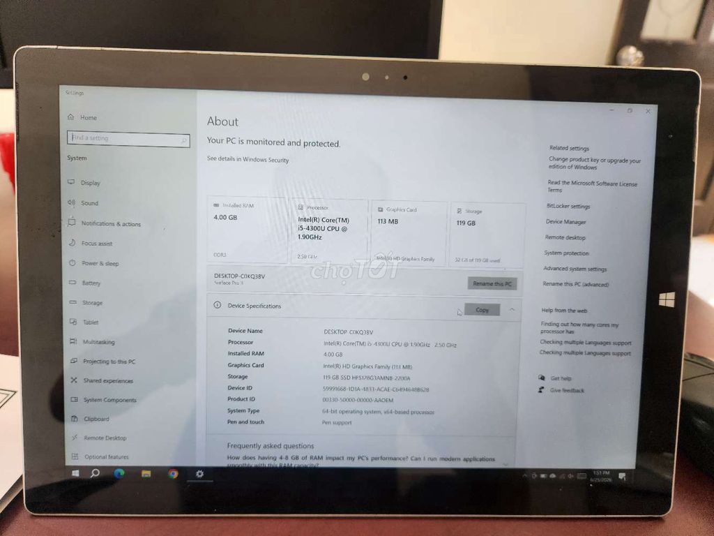 Microsoft Surface Pro 3 i5-4300U 4GB/128GB Bạc. Mua bán Máy tính bảng tại Thành phố Gia Nghĩa Đắk Nông được đăng bởi nguyen anh van hình 1