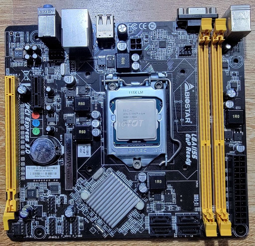 Main H61 kèm fe + quạt  socket 1155 lắp micro ATX