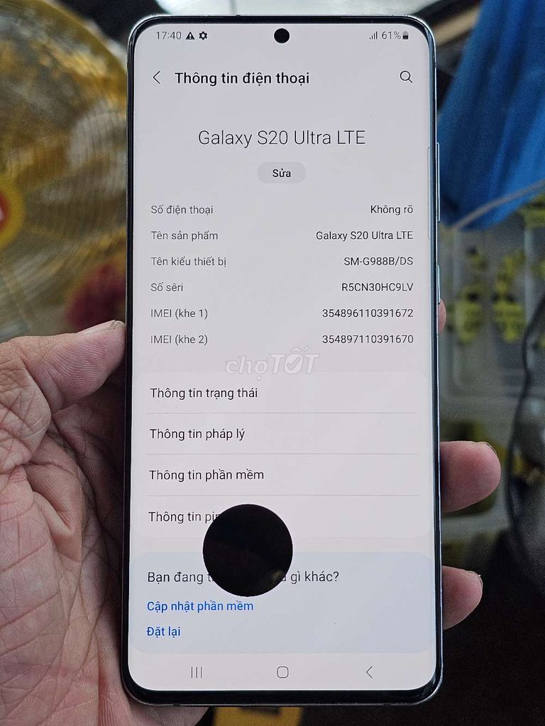  Galaxy S20 Ultra 128GB VN giá chữa cháy . Mua bán Điện thoại tại Quận 8 Tp Hồ Chí Minh được đăng bởi Thiên Hòa mobile  hình 1