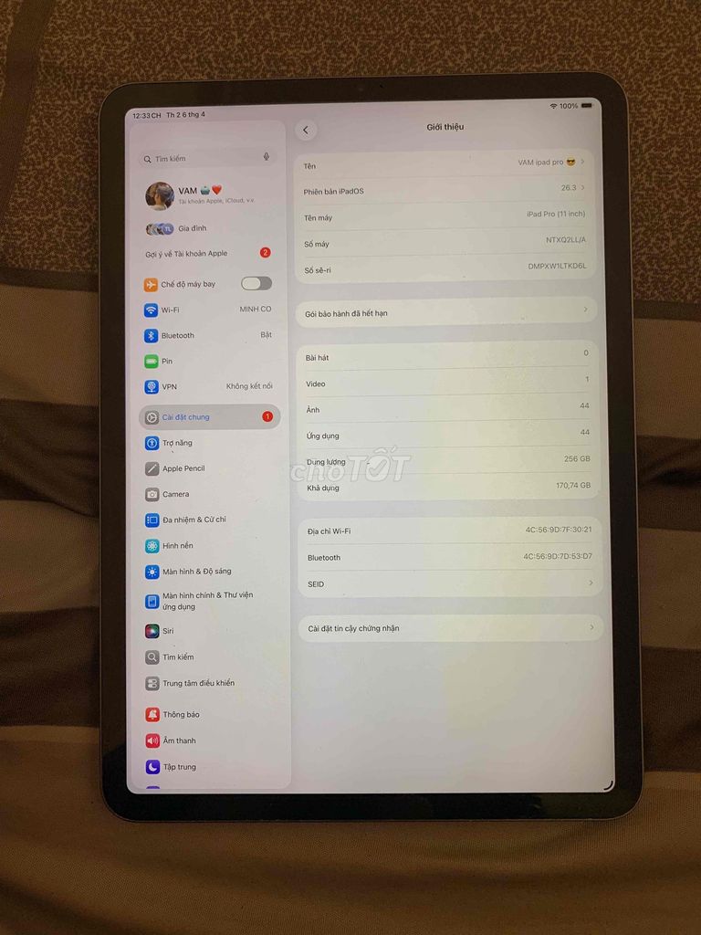 Apple iPad Pro 2018 256GB Xám. Mua bán Máy tính bảng tại Quận 8 Tp Hồ Chí Minh được đăng bởi Vũ Anh Minh  hình 1