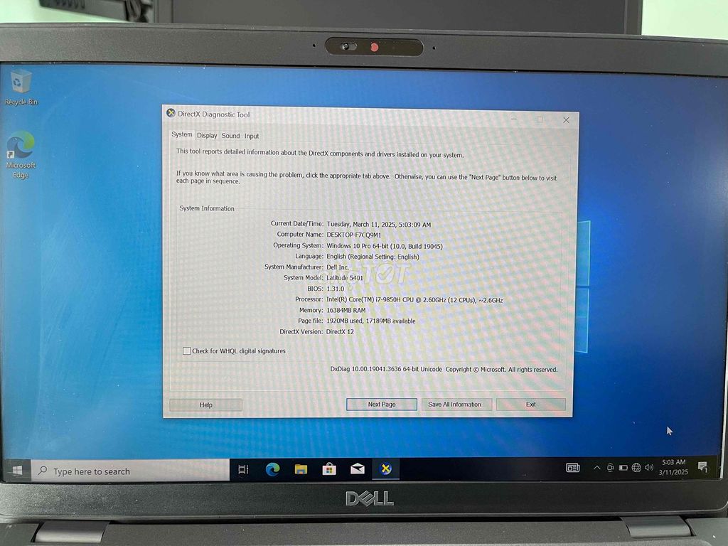 Dell Latitude 5410 I7-9850H/16/256