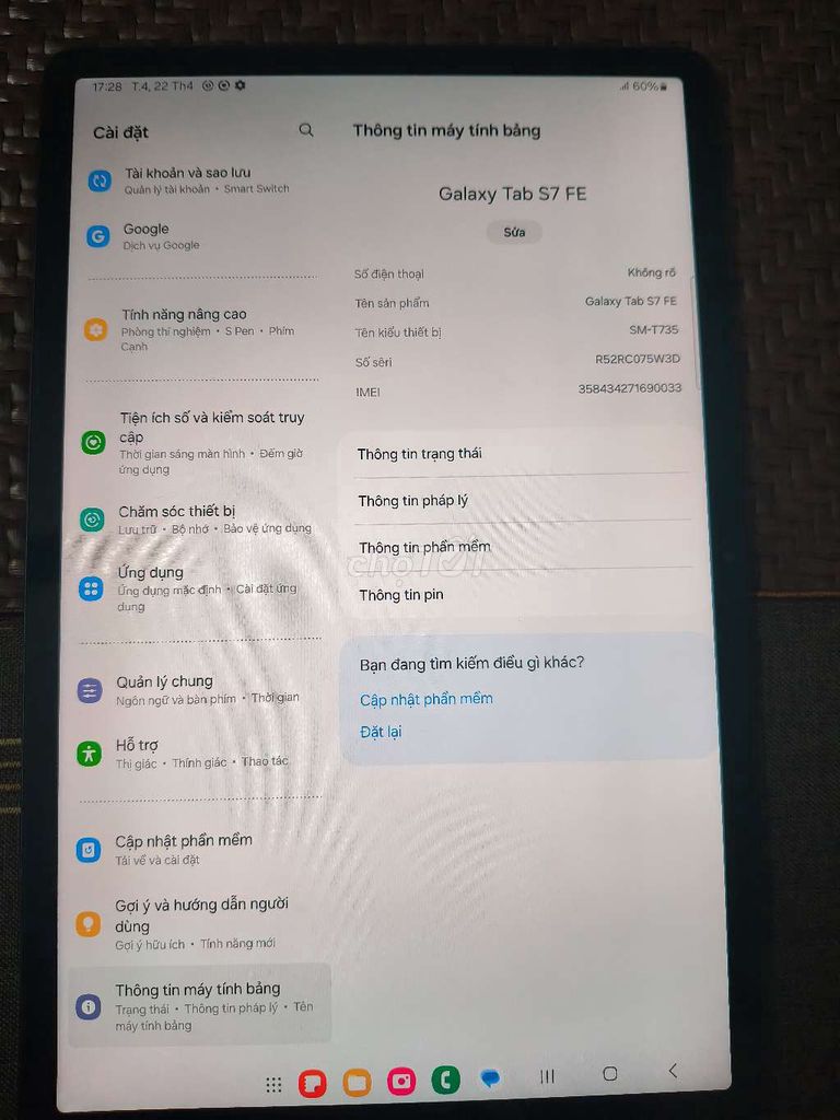 Samsung Galaxy Tab S7 FE Đen Đã sử dụng. Mua bán Máy tính bảng tại Quận Hà Đông Hà Nội được đăng bởi Duc Nguyen hình 1