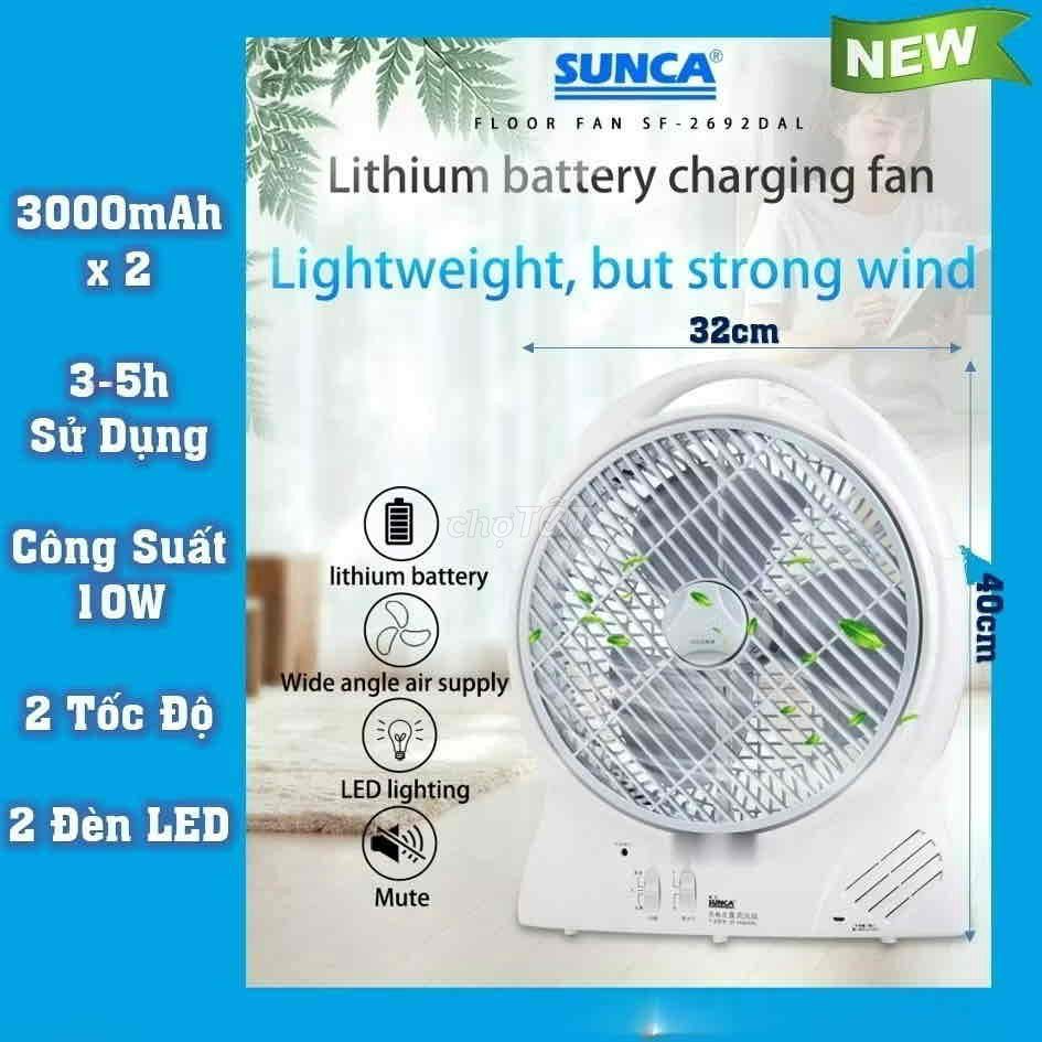 Quạt sạc tích điện dạng hộp Sunca SF 2692DAL có đè