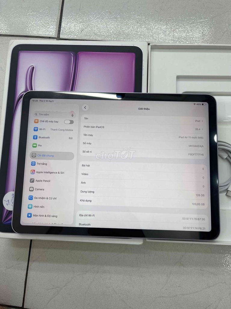 Apple iPad Air M4 128GB Tím Đã sử dụng. Mua bán Máy tính bảng tại Quận Cầu Giấy Hà Nội được đăng bởi thành hình 1
