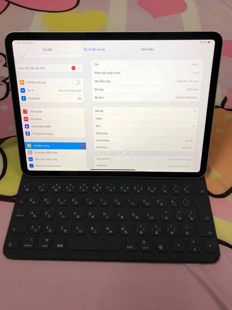 ipad pro 11" 2018 64Gb wifi full cn , tặng phím