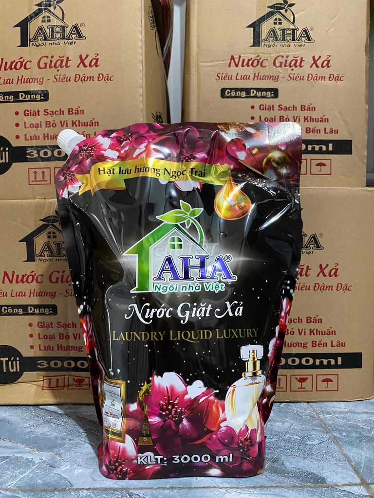 4 bịch Nước giặt xả AHA 3000ml Hương Ngọc Trai. Mua bán Thiết bị vệ sinh, nhà tắm tại Huyện Long Hồ Vĩnh Long được đăng bởi Khăn giấy hình 1