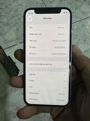 Apple iPhone 12 mini 128GB Tím Đã thay pin