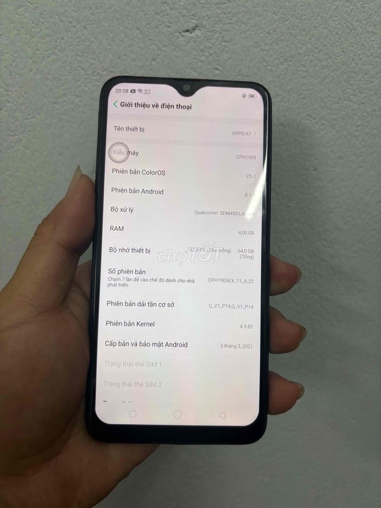 OPPO A7 4GB/64GB Xanh. Mua bán Điện thoại tại Thành phố Bà Rịa Bà Rịa - Vũng Tàu được đăng bởi thanh lý hình 1