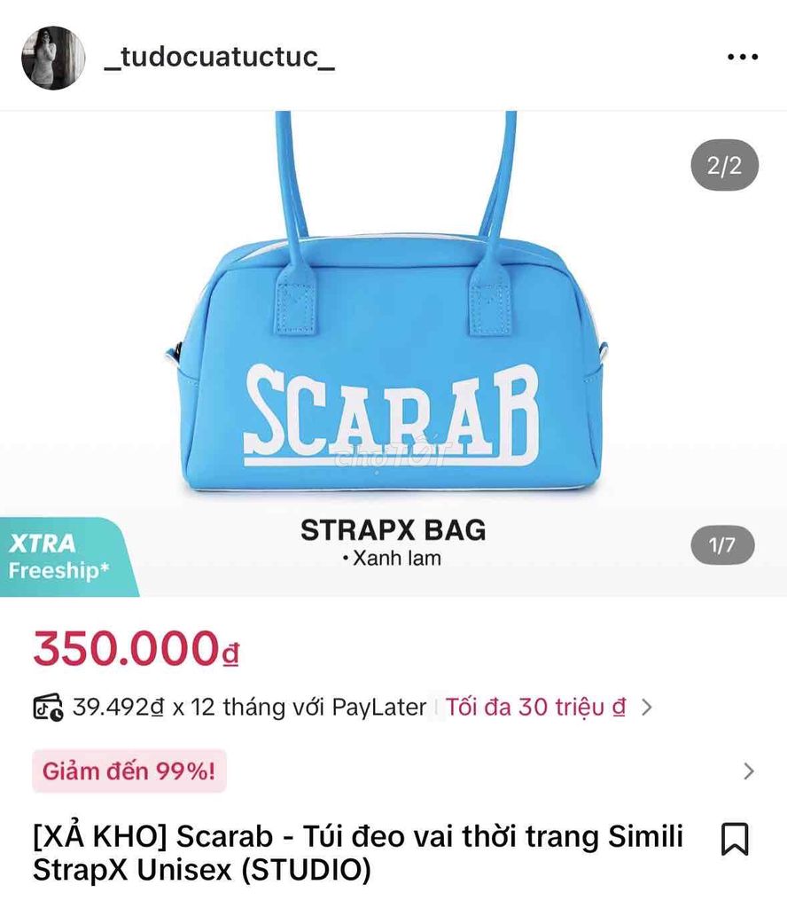 Túi đeo vai Scarab Xanh lam. Mua bán Túi xách tại Quận 11 Tp Hồ Chí Minh được đăng bởi Trúc Nguyễn hình 1