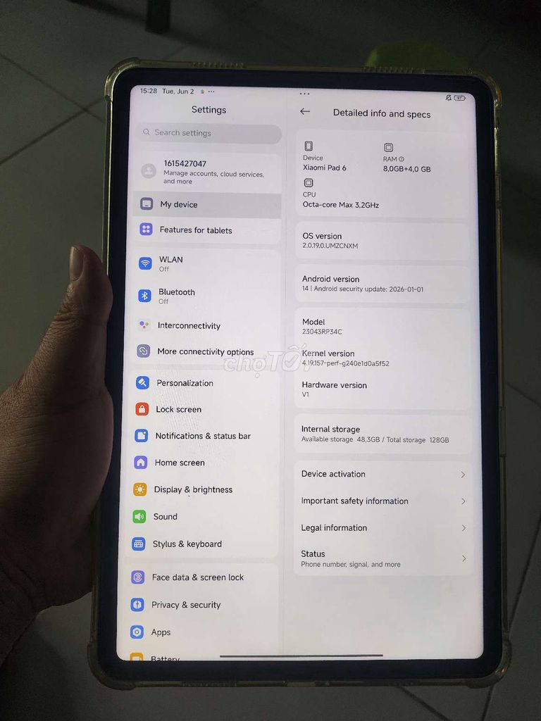 Xiaomi Pad 6 8GB/128GB Fullbox. Mua bán Máy tính bảng tại Quận Ninh Kiều Cần Thơ được đăng bởi Hoàng Long hình 1