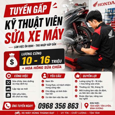 Tuyển thợ sửa xe máy