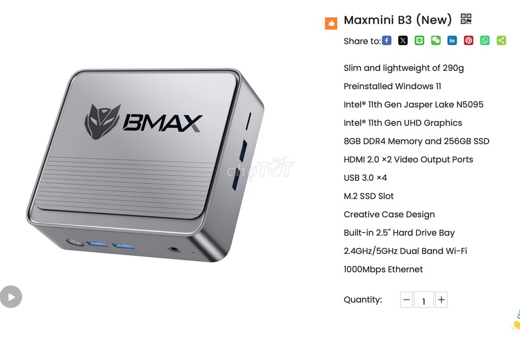 Mini PC BMAX B3, Intel® 11th Gen. Mua bán Máy tính để bàn tại Quận 1 Tp Hồ Chí Minh được đăng bởi Đức PHẠM hình 4