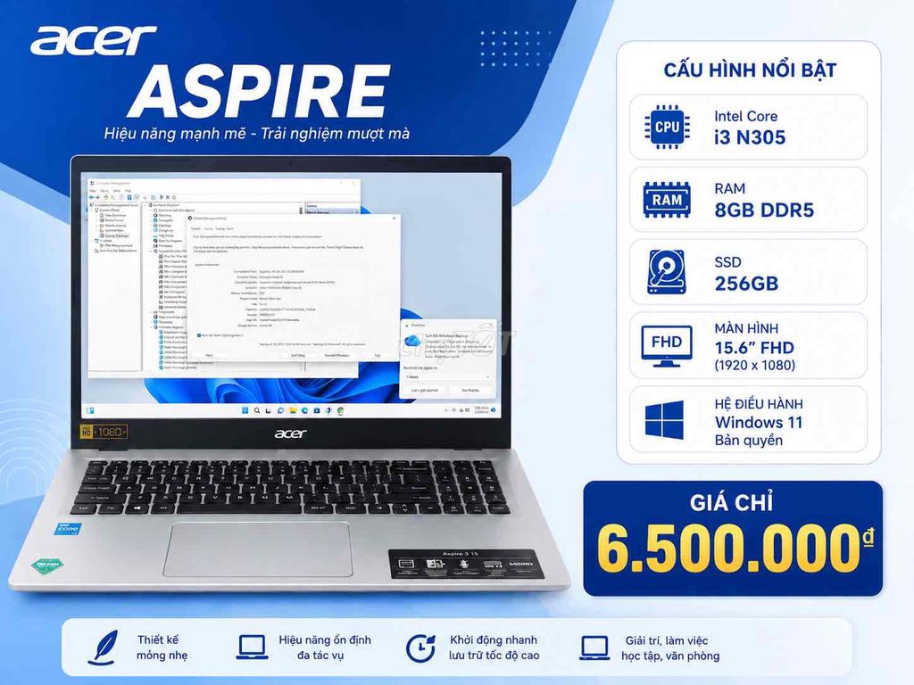 Acer Aspire 3 i3 N305 15.6 inch 8GB/256GB Bạc. Mua bán Laptop tại Quận Tân Bình Tp Hồ Chí Minh được đăng bởi Tân AutoLap hình 1