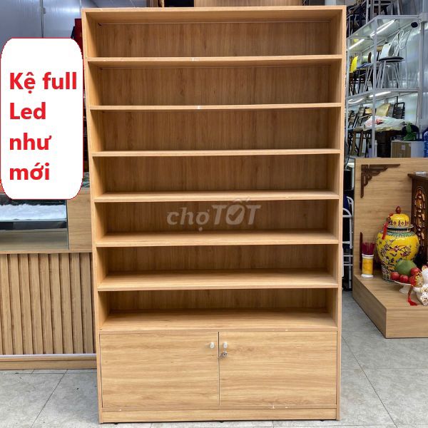 Kệ sách gỗ MDF 1m3x2m đẹp, kệ trưng bày full led. Mua bán Tủ, kệ gia đình tại Quận 12 Tp Hồ Chí Minh được đăng bởi Thanh lý Nội thất giá sỉ hình 1