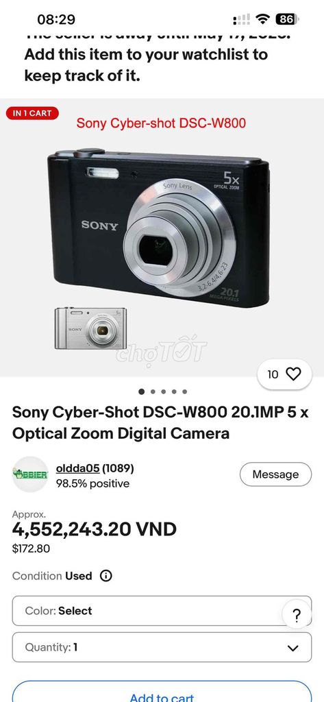 Máy ảnh Sony DSC-W810 Đen. Mua bán Máy ảnh, Máy quay tại Quận Sơn Trà Đà Nẵng được đăng bởi Thương đế hình 1