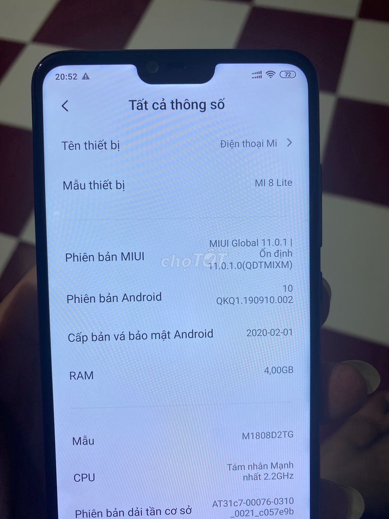 0908987726 - Xiaomi Mi 8 Lite xám 2sim 4/64gb 98% không lỗi lầm