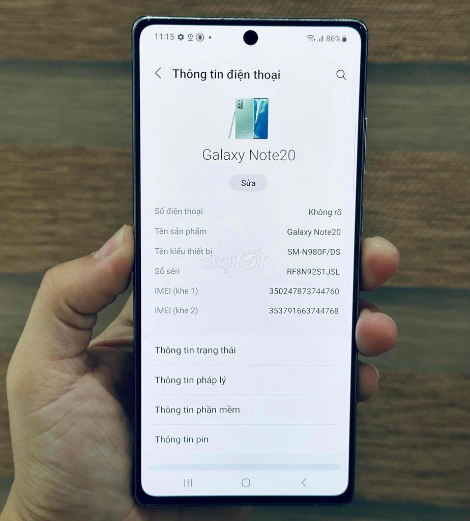 Samsung Galaxy Note 20 256GB Xanh mua TGDĐ zin ok. Mua bán Điện thoại tại Quận Cầu Giấy Hà Nội được đăng bởi Mr Trường hình 1