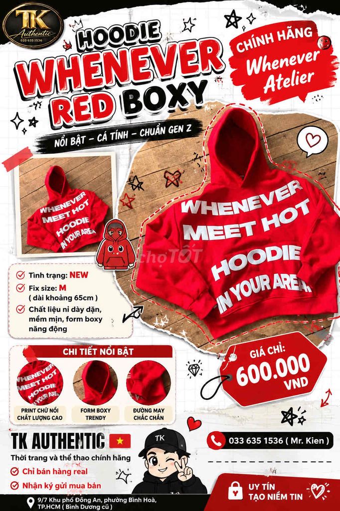 Áo hoodie Whenever Atelier mới. Mua bán Quần áo tại Thành phố Thuận An Bình Dương được đăng bởi Trọng nghĩa hình 1