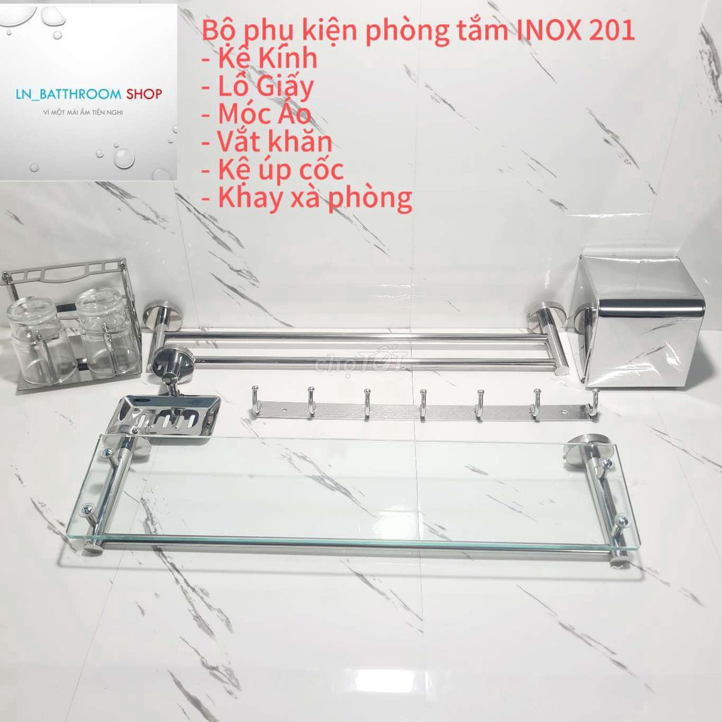 PK20102 bộ phụ kiện phòng tắm 6 món chuẩn SUS201