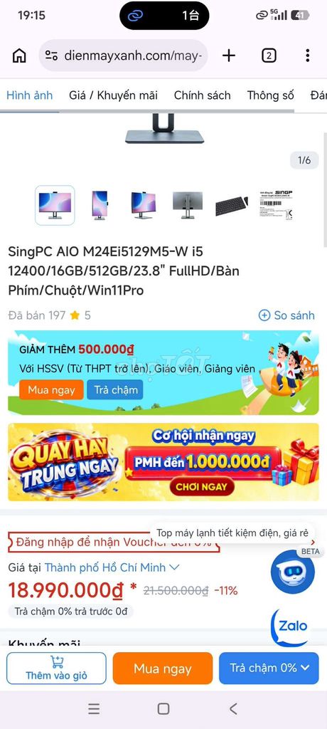 Máy tính All In One SingPC M24Ei5129M5-W i5-12400. Mua bán Máy tính để bàn tại Thành phố Bắc Ninh Bắc Ninh được đăng bởi Ba  hình 1
