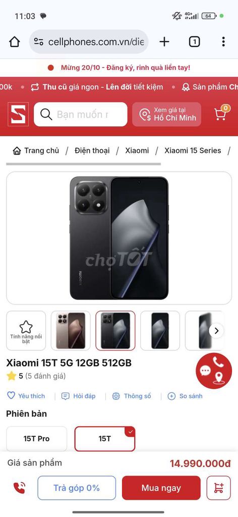 Xiaomi 15T Đen 512GB bảo hành full ở cellphones. Mua bán Điện thoại tại Thành phố Huế Thừa Thiên Huế được đăng bởi Nguyễn Quang Trường hình 1