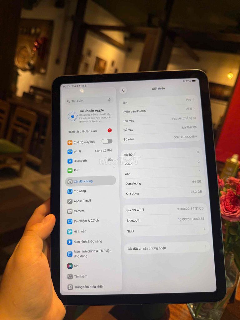 Apple iPad Air 4 64GB Wifi 98%. Mua bán Máy tính bảng tại Quận Hoàng Mai Hà Nội được đăng bởi Bùi Tuấn Anh hình 1