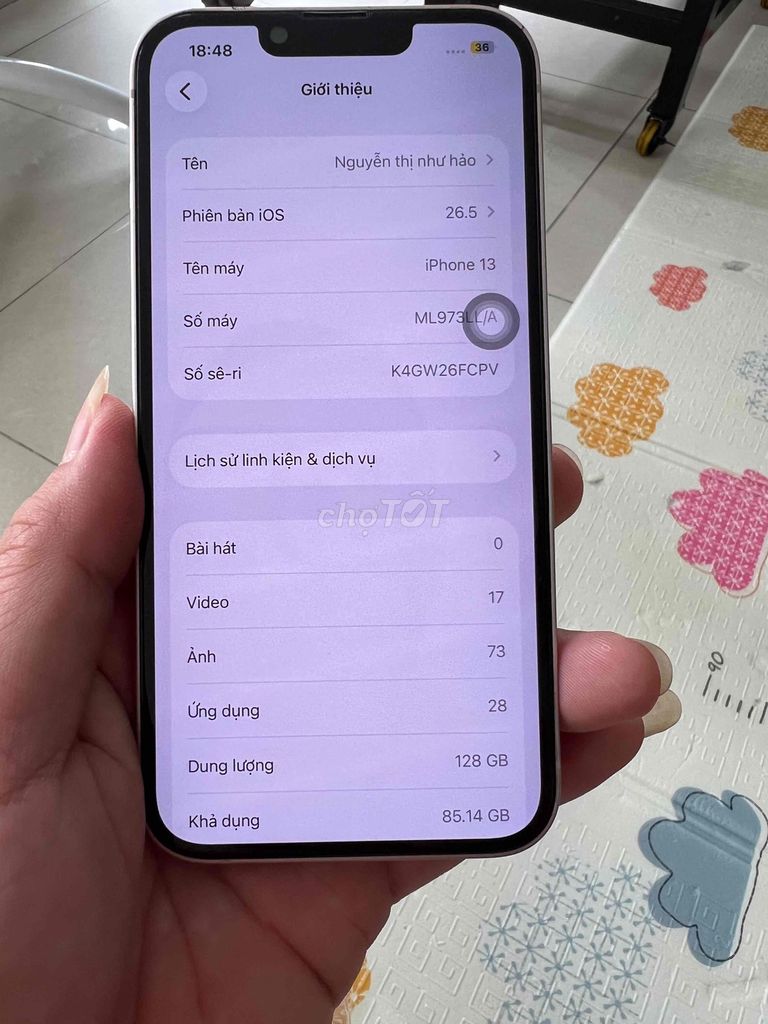 iPhone 13 thường 128GB màu hồng. Mua bán Điện thoại tại Quận Tân Phú Tp Hồ Chí Minh được đăng bởi Tuấn Mạch hình 1