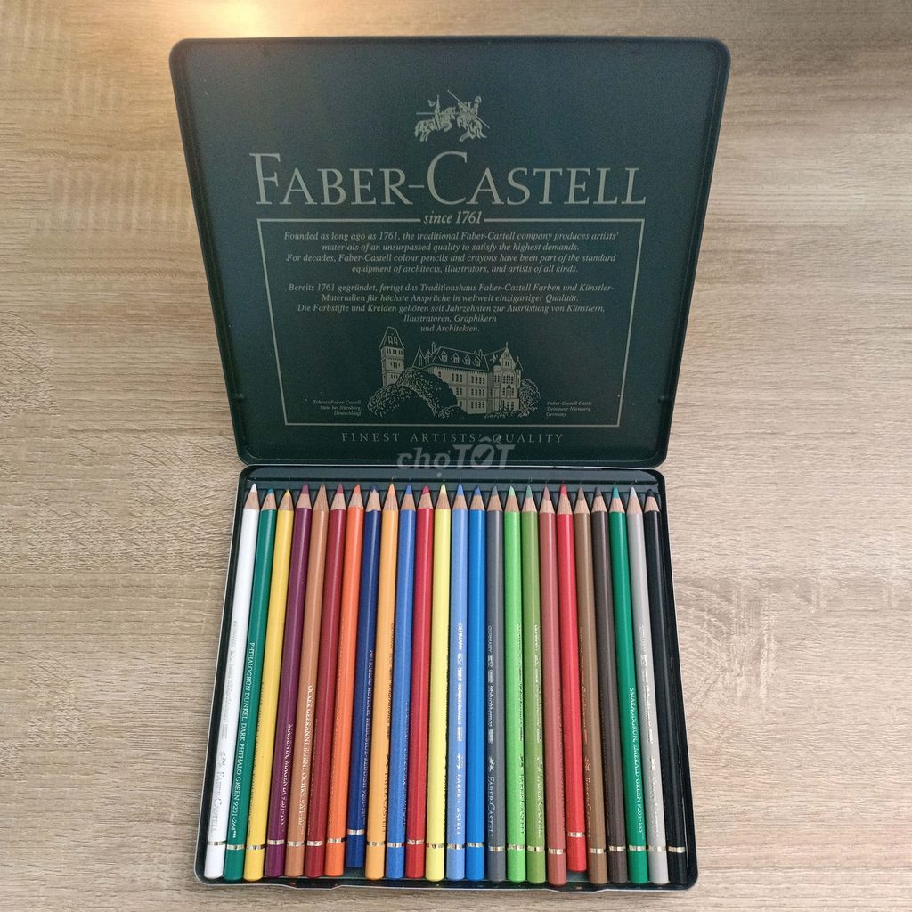 Bộ chì màu FaberCastell 24 Màu Hộp thiếc + Quà VIP