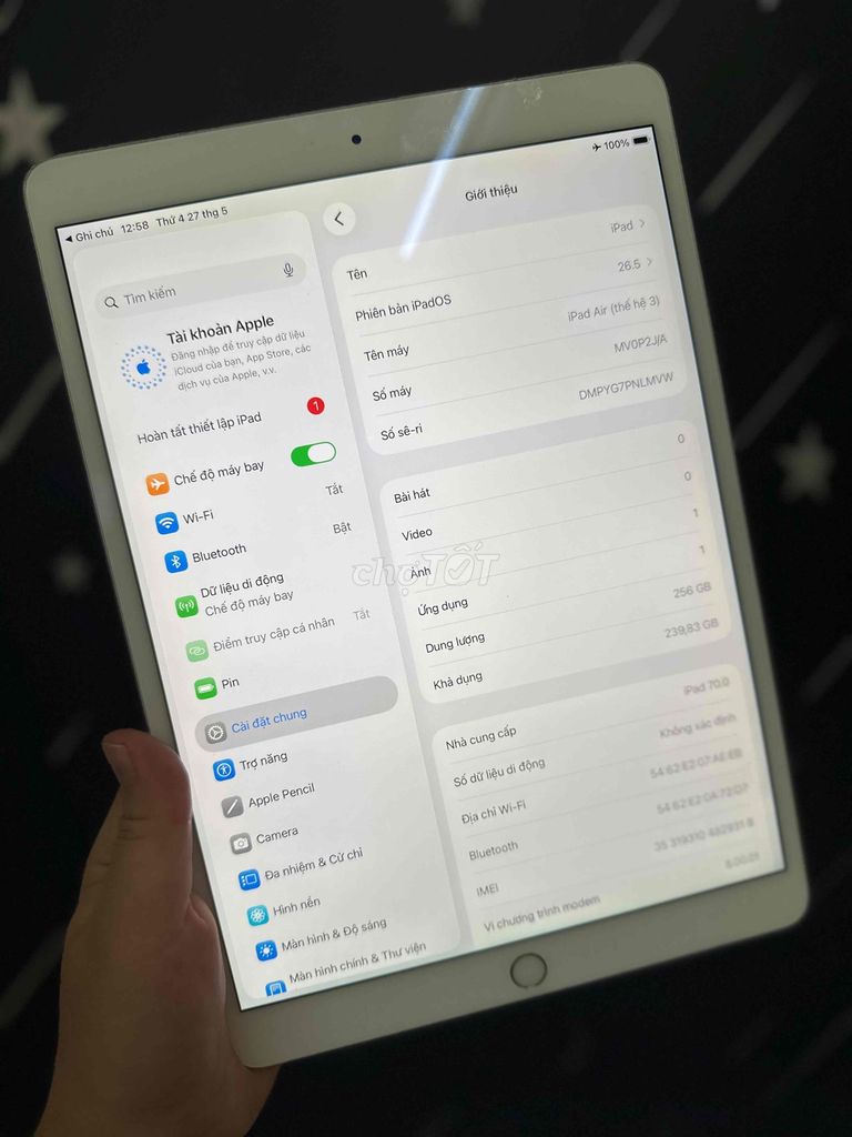 🔥AIR 3 / WIFI + 4G / 256GB / Pin 85% zin. Mua bán Máy tính bảng tại Quận Cầu Giấy Hà Nội được đăng bởi CACA IPAD STORE hình 1