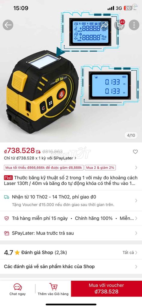 thước băng kĩ thuật số 2in 1