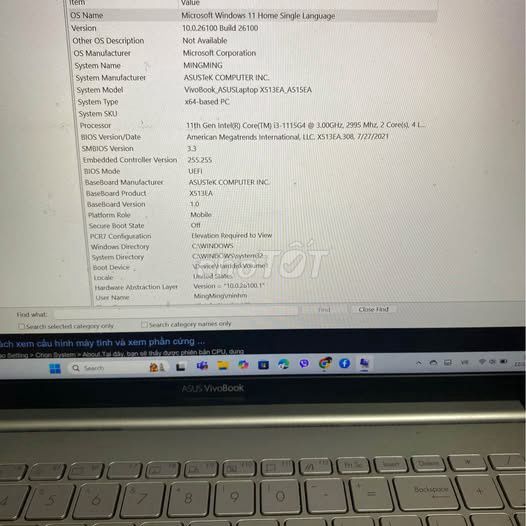 BÁN ASUS Vivobook i3 15.6 inch 8GB/512GB. Mua bán Laptop tại Quận Thanh Xuân Hà Nội được đăng bởi Minh Minh hình 1