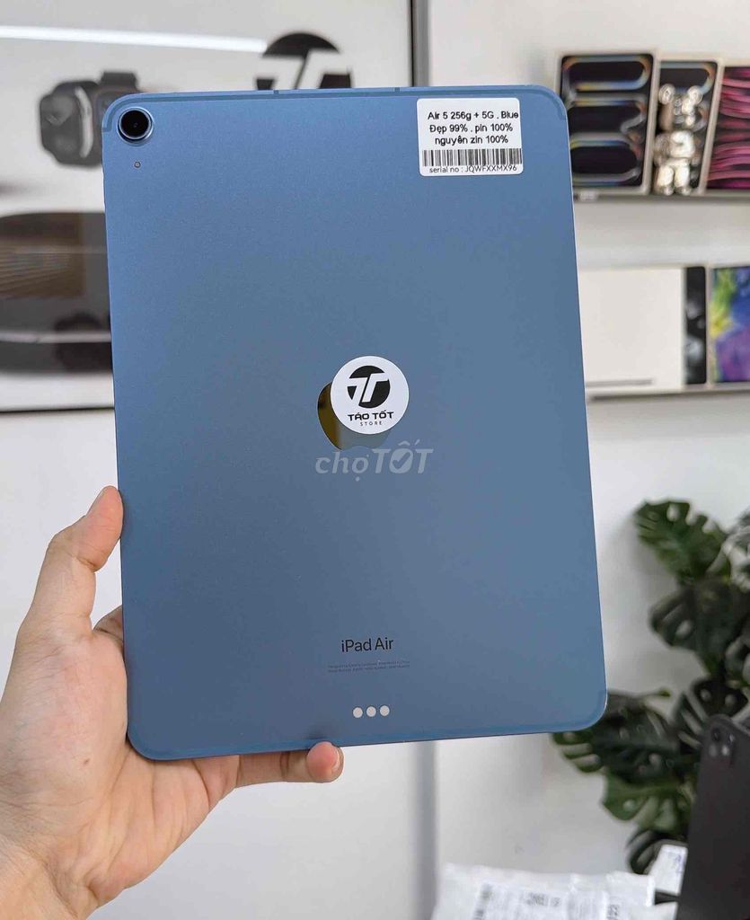 Apple iPad Air 5 M1 256GB Xanh 5G LTE Blue P100%. Mua bán Máy tính bảng tại Quận 10 Tp Hồ Chí Minh được đăng bởi Táo Tốt Apple  hình 1