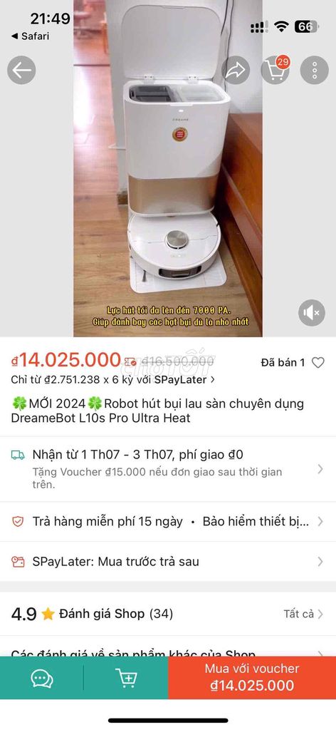 Robot hút bụi lau nhà Dreame L10S Pro Ultra Heat