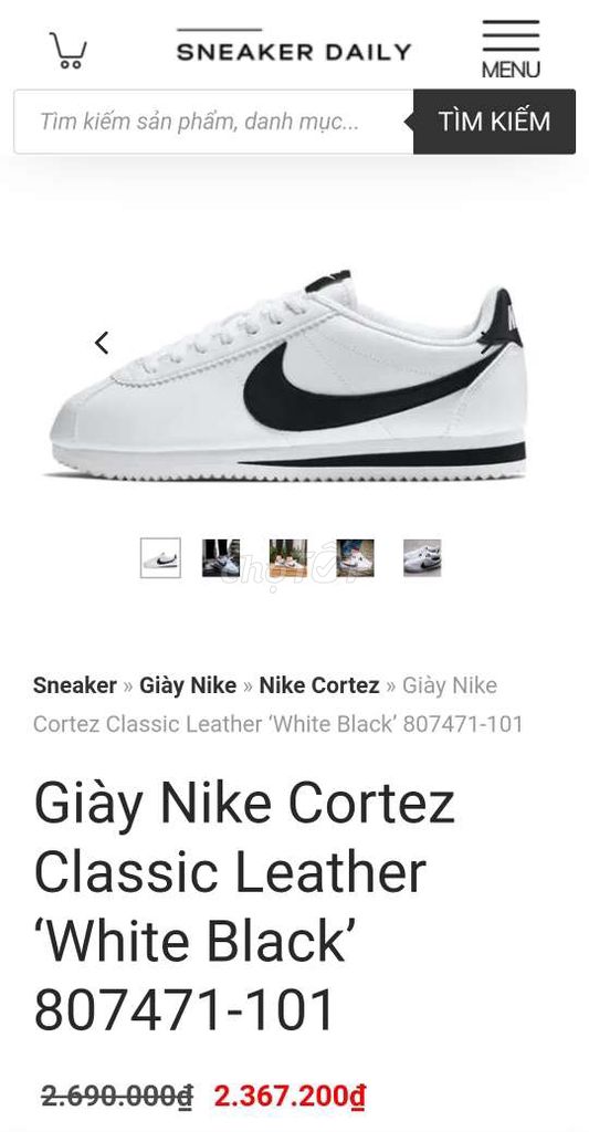 Giày Nike Cortez Classic Leather ‘White Black’