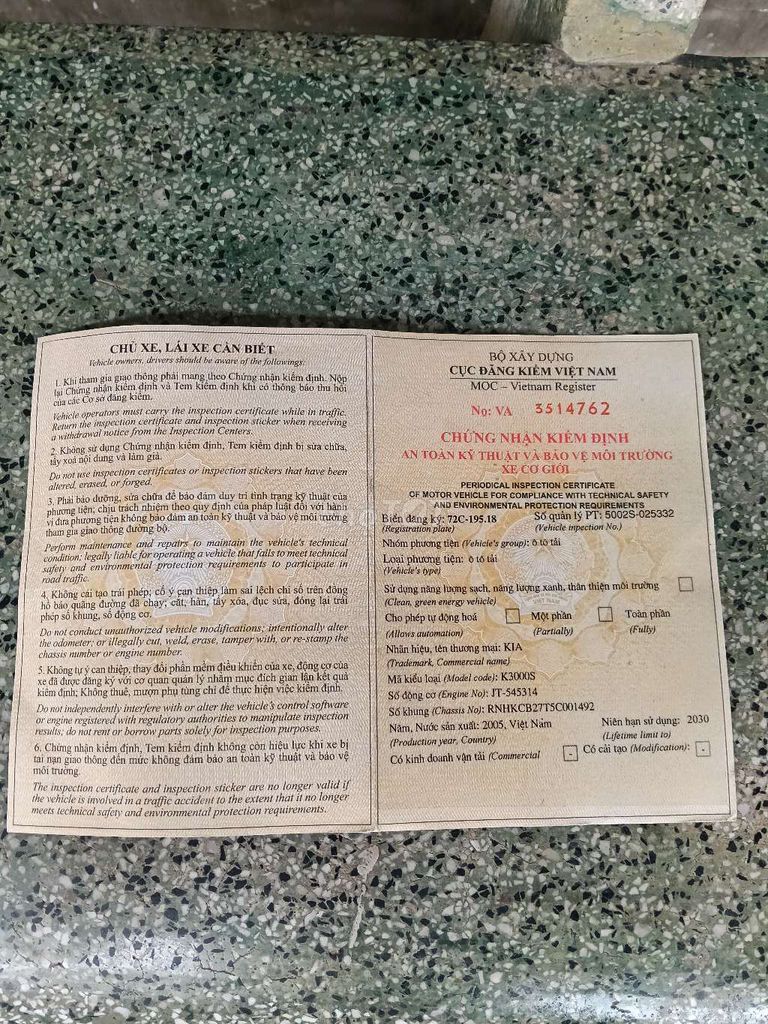 Kia K3000S 2005 Thùng Lửng Tải 1T4 Dài Thùng 3M40. Mua bán Xe tải, xe ben tại Huyện Dầu Tiếng Bình Dương được đăng bởi Thiện  hình 18