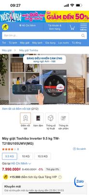 máy giặt Toshiba mới 100%