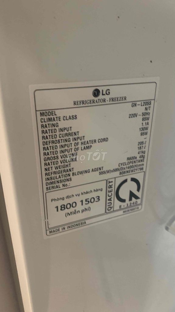 Bán Tủ Lạnh LG đời cao inveter 205l