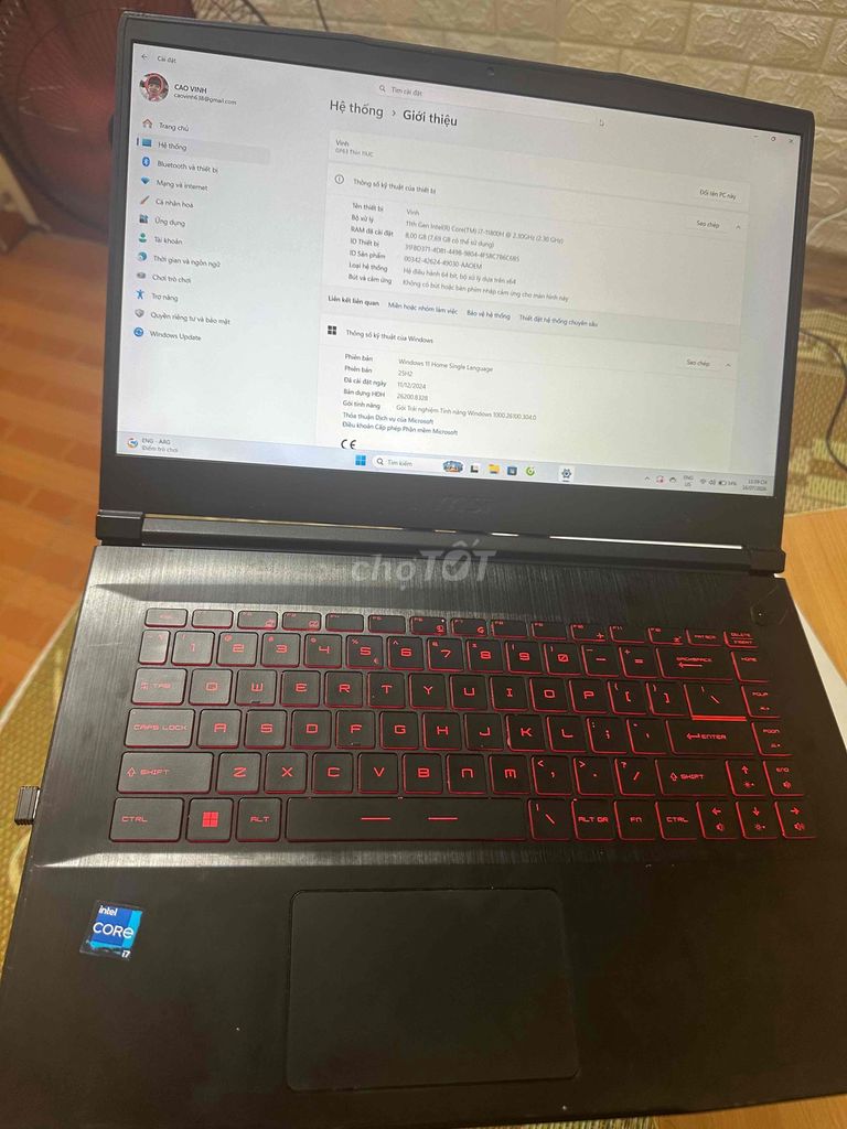 MSI Gaming Intel i7 11800H 8GB/512GB RTX 3050. Mua bán Laptop tại Huyện Quảng Xương Thanh Hóa được đăng bởi Vinh Cao hình 1