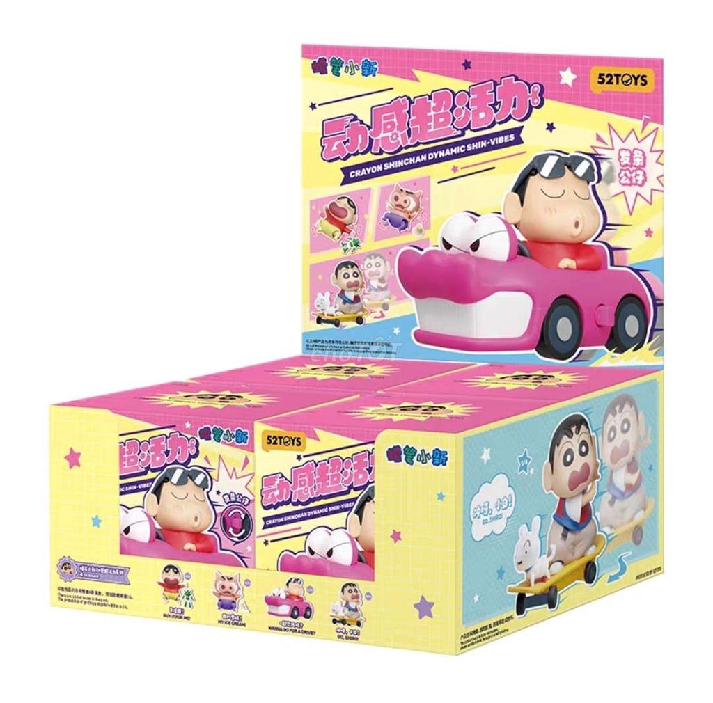 Set đồ chơi Shinchan Shin xe hồng chuẩn 52toys