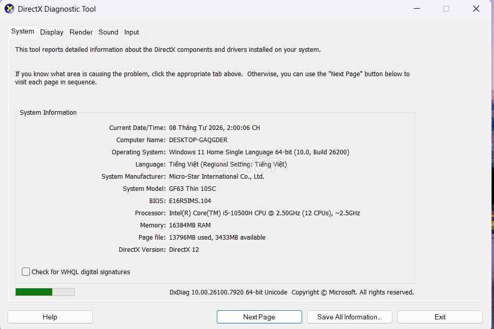 MSI GF63 Thin 10SC i5-10500H 16GB/SSD. Mua bán Laptop tại Quận Ngũ Hành Sơn Đà Nẵng được đăng bởi Trần Viết Long hình 1