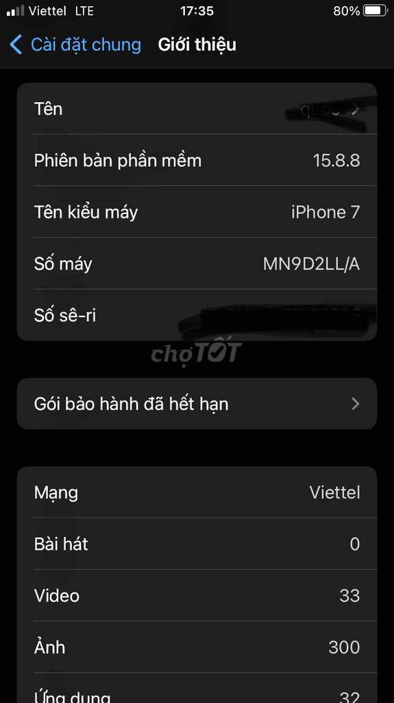 Apple iPhone 7 Viettel iOS 15.8.8. Mua bán Điện thoại tại Quận Hoàng Mai Hà Nội được đăng bởi Minh Quoc hình 1