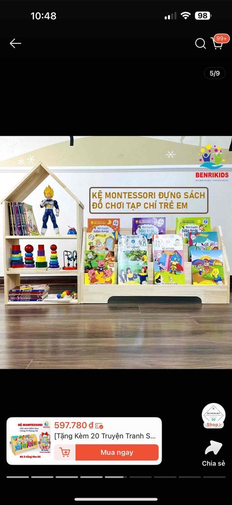 Kệ sách Montessori Gỗ Mới. Mua bán Tủ, kệ gia đình tại Quận Tân Phú Tp Hồ Chí Minh được đăng bởi Cao Thị Nhi hình 1