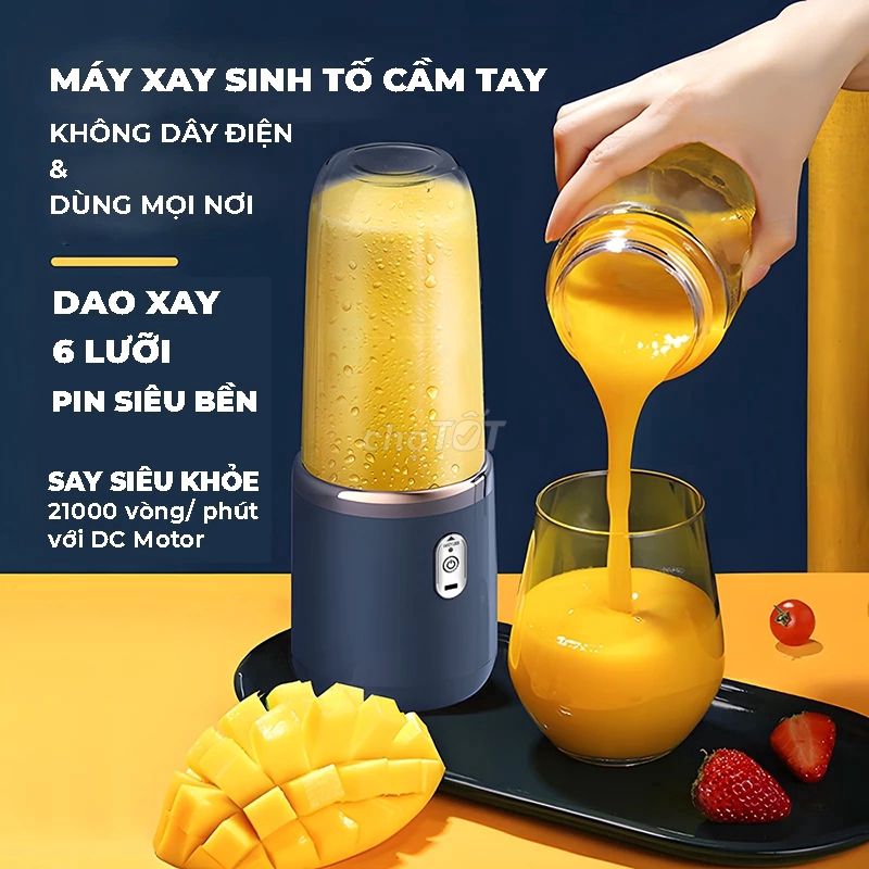 Máy Xay Sinh Tố Cầm Tay Mini Không Dây 40W