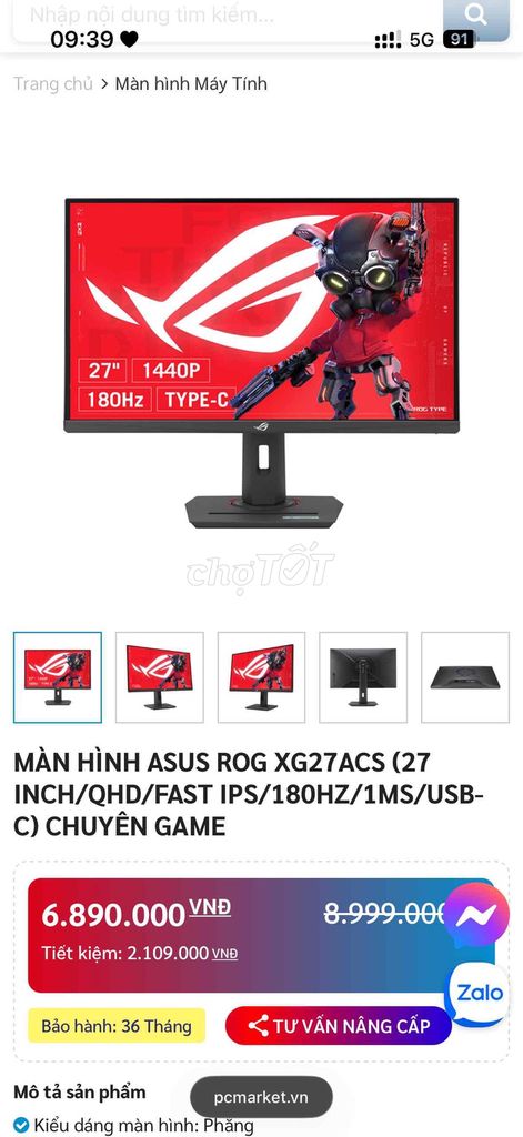 Màn hình Asus ROG Strix XG27ACS 27 inch 2K. Mua bán Phụ kiện (Màn hình, Chuột...) tại Quận Hoàn Kiếm Hà Nội được đăng bởi PC Gaming Gear hình 1